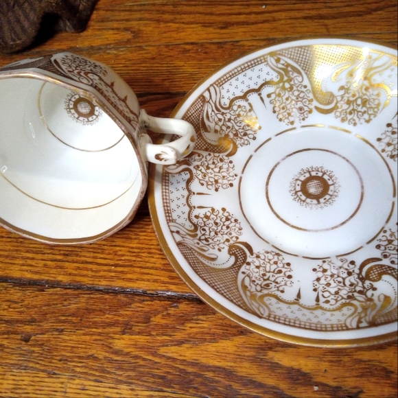 Hicks&Meigh!1806-1822! English bone Fine China gold gilt handpainted saucer&cup! - Picture 9 of 12